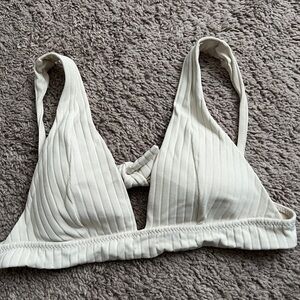 BECCA Cream Ribbed Swim Top